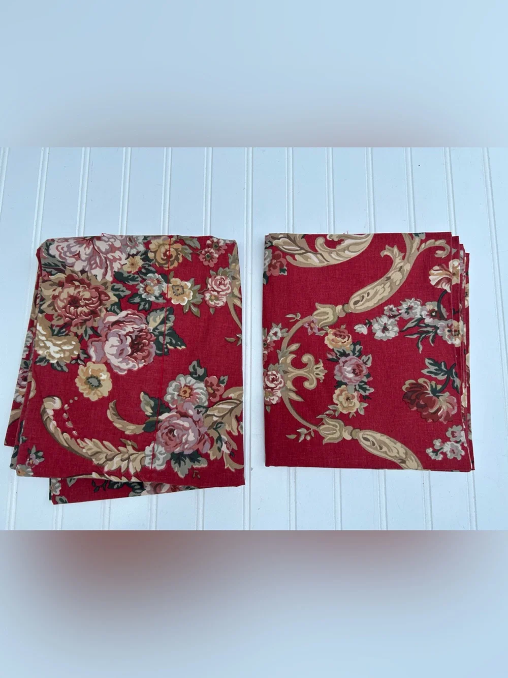 Vintage Ralph Lauren Valance Marseilles Danielle Floral Red Pink Window 17x82.5